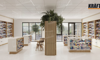 KRAFT metal plakalar: hafifliğin kelimenin tam anlamıyla havada hissedildiği eczane mekânı